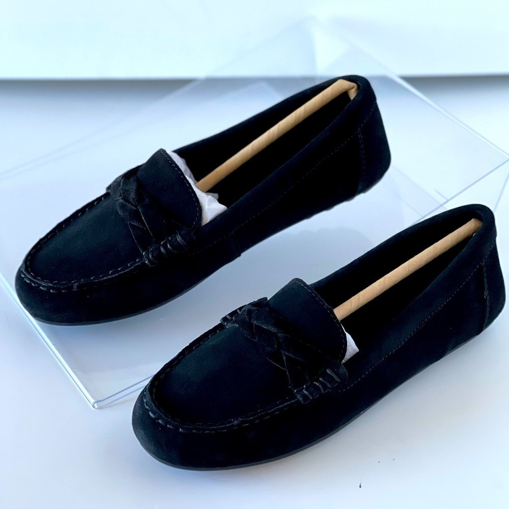 NWT! ($120) Vionic Women's Black Suede Flats Loafer Slip On Comfort Shoes, Sz 5M